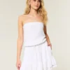 Strapless Drawstring Blouson Mini Dress