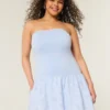 Strapless Drop-Waist Knit-Woven Mini Dress Strapless Drop-Waist Knit-Woven Mini Dress