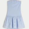 Strapless Drop-Waist Knit-Woven Mini Dress Strapless Drop-Waist Knit-Woven Mini Dress
