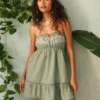 Strapless Embroidered Babydoll Dress