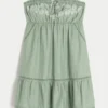 Strapless Embroidered Babydoll Dress
