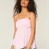 Strapless Handkerchief Hem Top