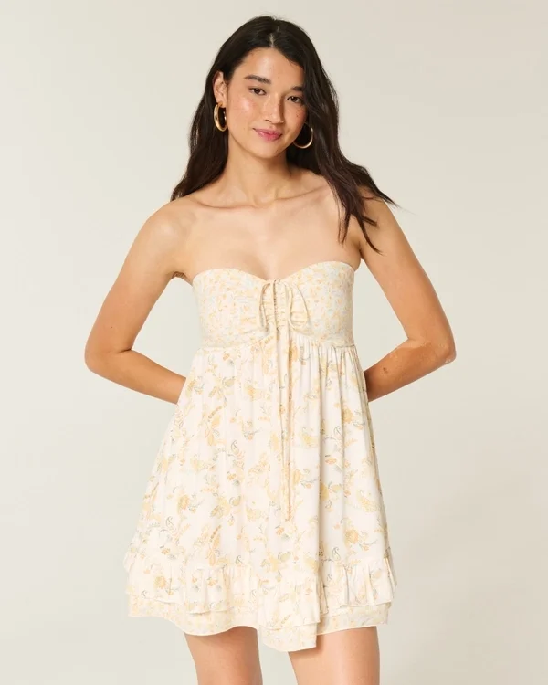 Strapless Ruffle Babydoll Mini Dress Strapless Ruffle Babydoll Mini Dress