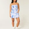 Strapless Smocked Bodice Mini Dress