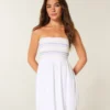 Strapless Smocked Mini Dress