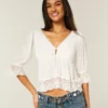 Three-Quarter Sleeve Babydoll Top