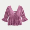 Three-Quarter Sleeve Babydoll Top