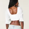 Three-Quarter Sleeve Mini Crop Top