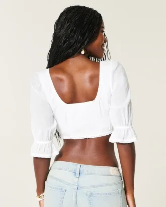 Three-Quarter Sleeve Mini Crop Top