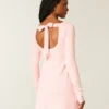 Tie Back Babydoll Sweater Mini Dress