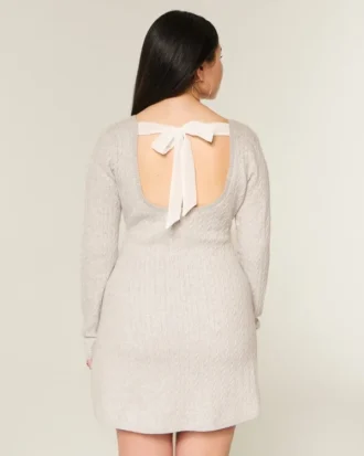 Tie Back Babydoll Sweater Mini Dress