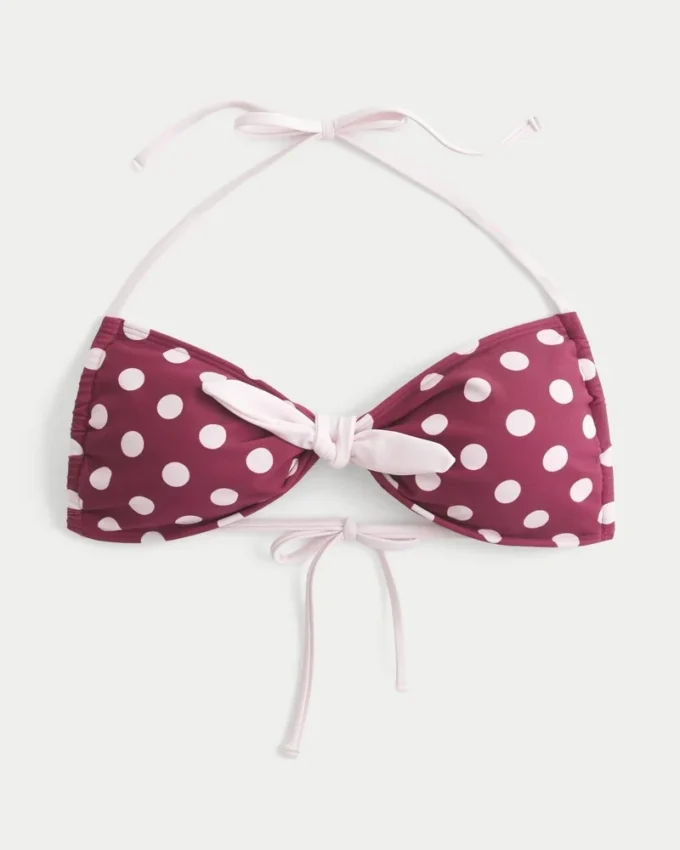 Tie-Front Halter Bandeau Bikini Top