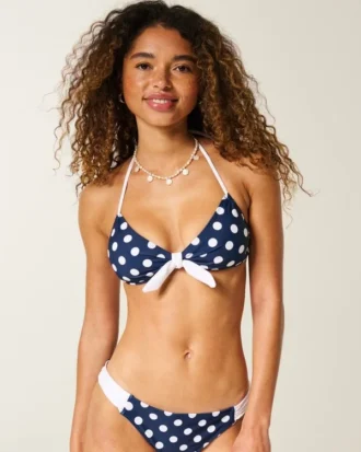 Tie-Front Halter Bandeau Bikini Top