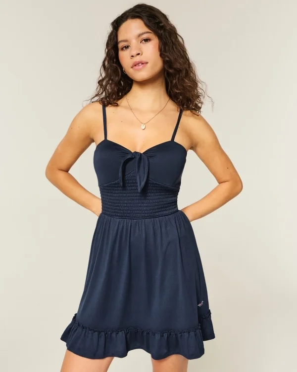 Tie Front Knit Mini Dress Tie Front Knit Mini Dress