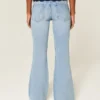 Ultra Low-Rise Distressed Light Wash Sequin Flare Jeans