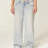 Ultra Low-Rise Light Wash Baggy Jeans