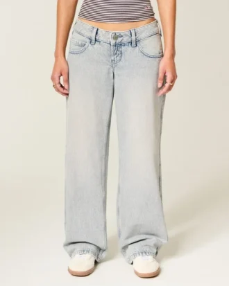 Ultra Low-Rise Light Wash Baggy Jeans