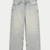 Ultra Low-Rise Light Wash Baggy Jeans