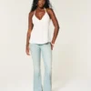 Ultra Low-Rise Light Wash Let-Down Hem Flare Jeans