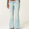 Ultra Low-Rise Light Wash Let-Down Hem Flare Jeans