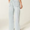 Ultra Low-Rise Light Wash Mini Waistband Shoelace Baggy Jeans