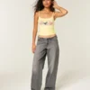 Ultra Low-Rise Mini Waistband Grey Baggy Jeans