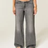 Ultra Low-Rise Mini Waistband Grey Baggy Jeans