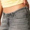 Ultra Low-Rise Mini Waistband Grey Baggy Jeans