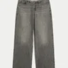 Ultra Low-Rise Mini Waistband Grey Baggy Jeans