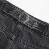 Ultra Low-Rise Washed Black Buckle Back Baggy Jeans