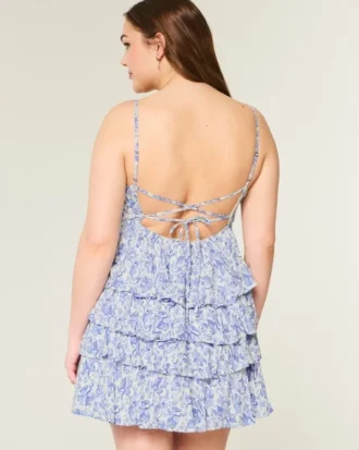 V-Neck Ruffled Tier Babydoll Mini Dress V-Neck Ruffled Tier Babydoll Mini Dress