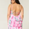 V-Neck Ruffled Tier Babydoll Mini Dress