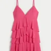 V-Neck Ruffled Tier Babydoll Mini Dress V-Neck Ruffled Tier Babydoll Mini Dress