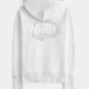 Waffle Lined Hood Zip-Up Logo Graphic Hoodie