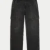 Washed Black Baggy Cargo Jeans