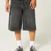Washed Black Denim Half Pants Washed Black Denim Half Pants