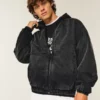 Washed Black Denim Skater Jacket