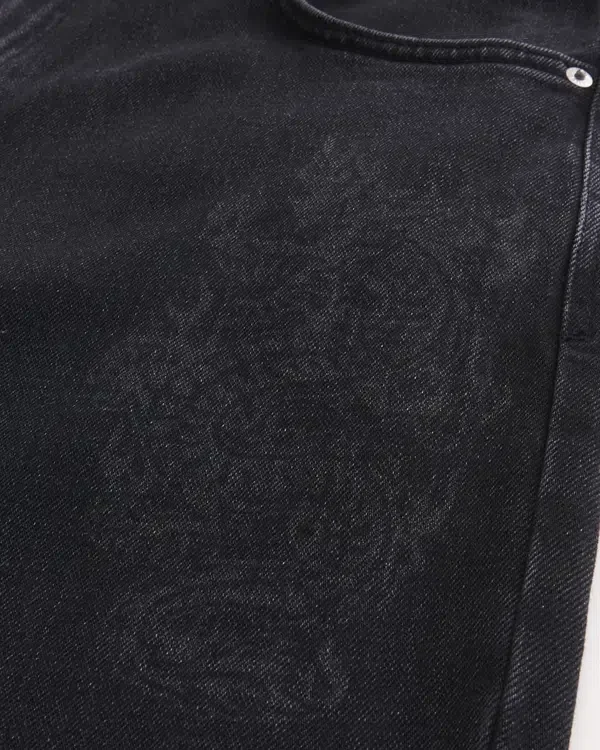 Washed Black Dragon Graphic Skater Baggy Jeans Washed Black Dragon Graphic Skater Baggy Jeans