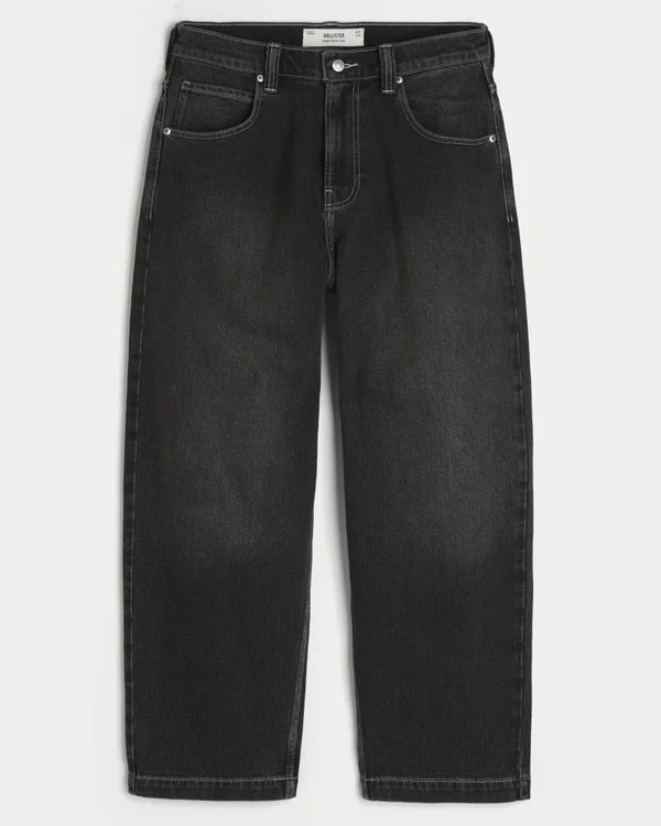 Washed Black Embroidered Snake Skater Baggy Jeans Washed Black Embroidered Snake Skater Baggy Jeans