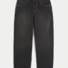 Washed Black Good Luck Embroidery Skater Baggy Jeans