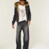 Washed Black Graphic Skater Baggy Jeans Washed Black Graphic Skater Baggy Jeans