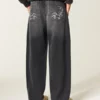 Washed Black Graphic Skater Baggy Jeans Washed Black Graphic Skater Baggy Jeans