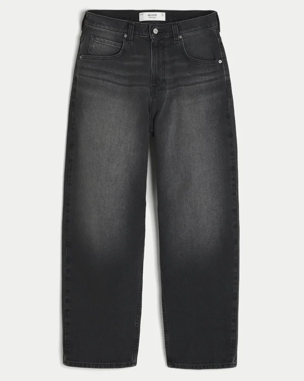 Washed Black Graphic Skater Baggy Jeans Washed Black Graphic Skater Baggy Jeans