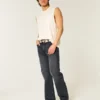 Washed Black Relaxed Bootcut Jeans