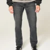 Washed Black Slim Straight Jeans