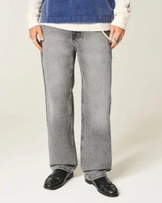Washed Grey Baggy Jeans