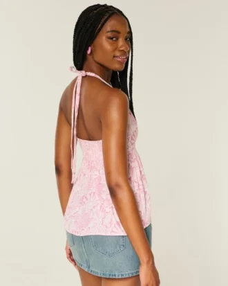 Woven Halter Babydoll Top