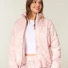 Zip-Up Pattern Puffer Jacket