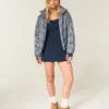 Zip-Up Pattern Puffer Jacket