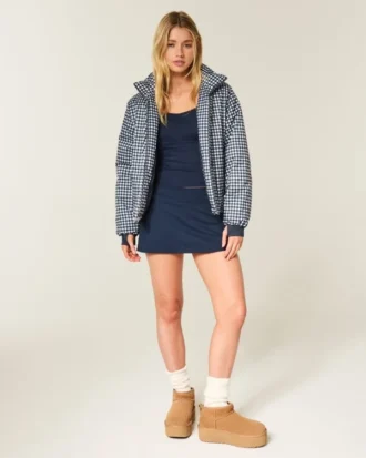 Zip-Up Pattern Puffer Jacket